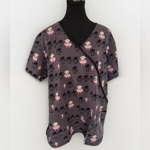 Nickelodeon Dora The Explorer Scrub Top XL Cartoon Print